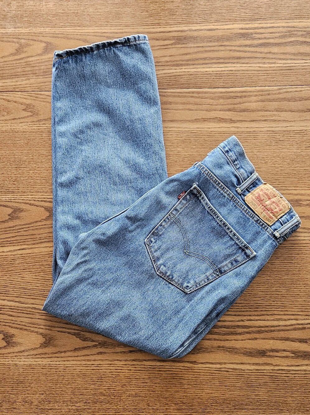 Levi's 505 Regular Fit Jeans 38 x 32 Medium Blue Wash Straight Leg AS IS